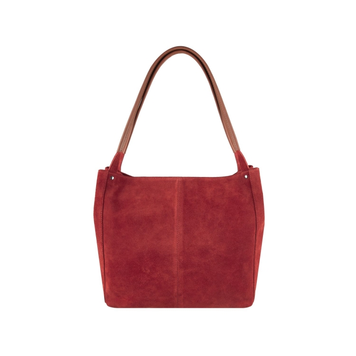 SHOPPER BAG SUEDE CHILI RED us Veloursleder mit viel Stauraum und Kurzgriffen